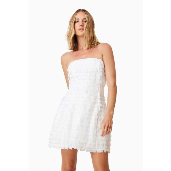 ELLIATT Hailey Strapless Mini Party Dress White bridal shower size M NWT $265 - Picture 1 of 8